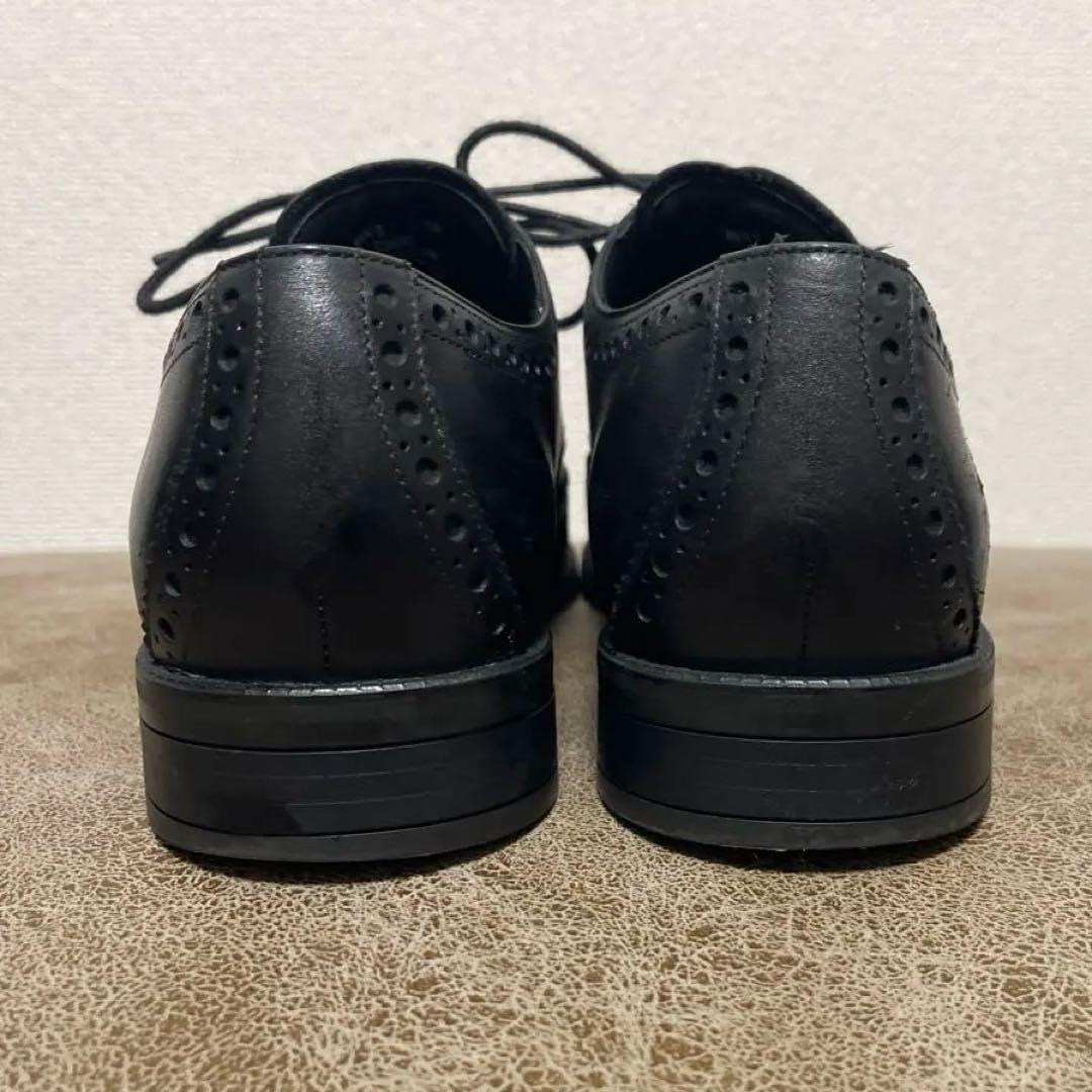 最終セールコールハーンブラックレザーウィングチップシューズ7WグラウンドZERO