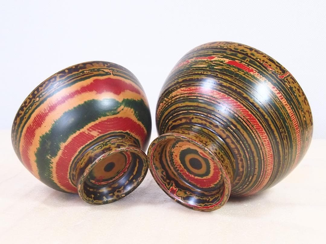 【未使用】独楽塗 合鹿椀 2客＆汁椀 2客 入れ子椀/雑煮椀/煮物椀/お椀 漆器