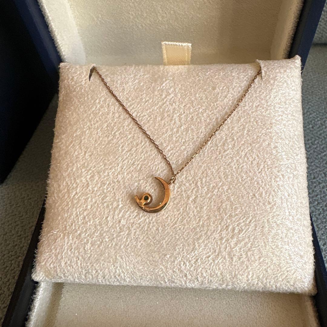 カプチーノ様　ヴァンドーム青山　k10 ダイヤ　エメラルド月ネックレス 箱付き