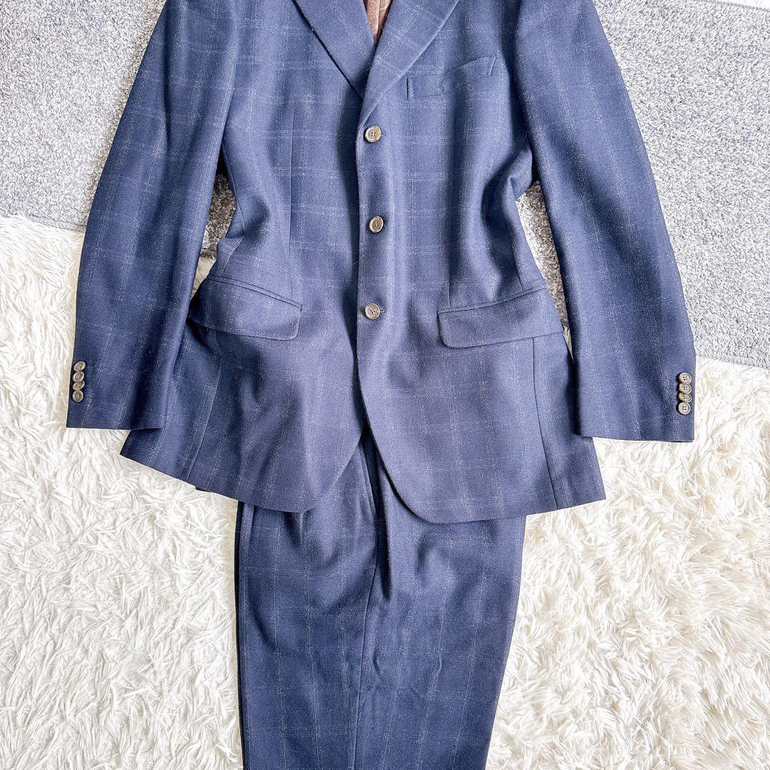 ETRO エトロ　スーツ　セットアップ　ペイズリー柄　ネイビー　チェック柄　50