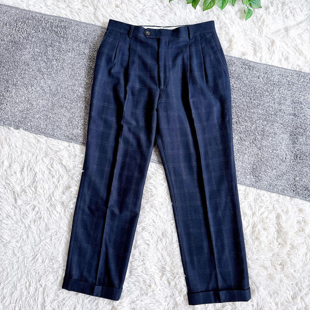 ETRO エトロ　スーツ　セットアップ　ペイズリー柄　ネイビー　チェック柄　50