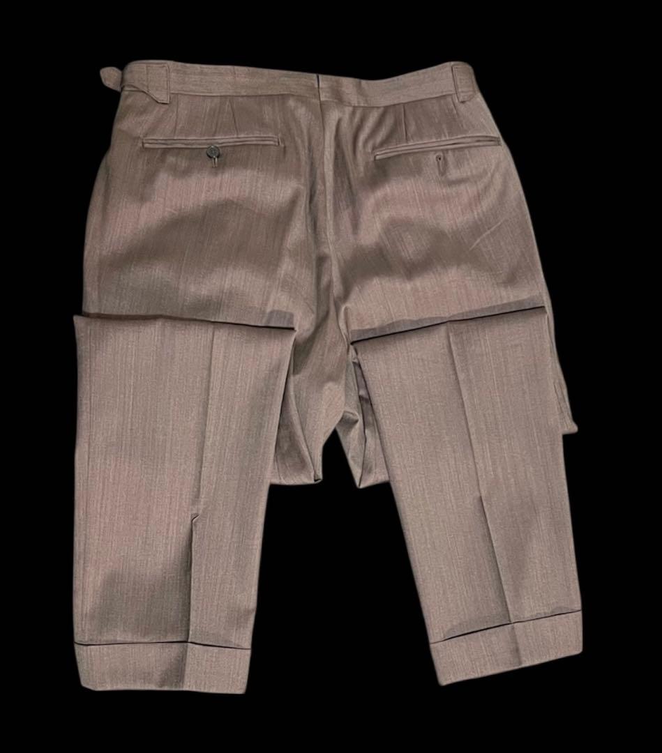 高級オーダースーツ カノニコ ウールシルク ダブル 6ボタン 茶 48-L相当