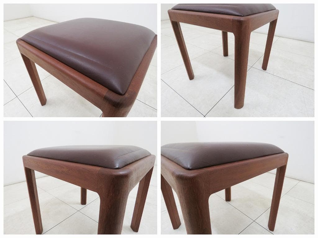 がっちゃん様 青林製作所 ヴィンテージ チーク無垢材×本革 ブラウン スツール①