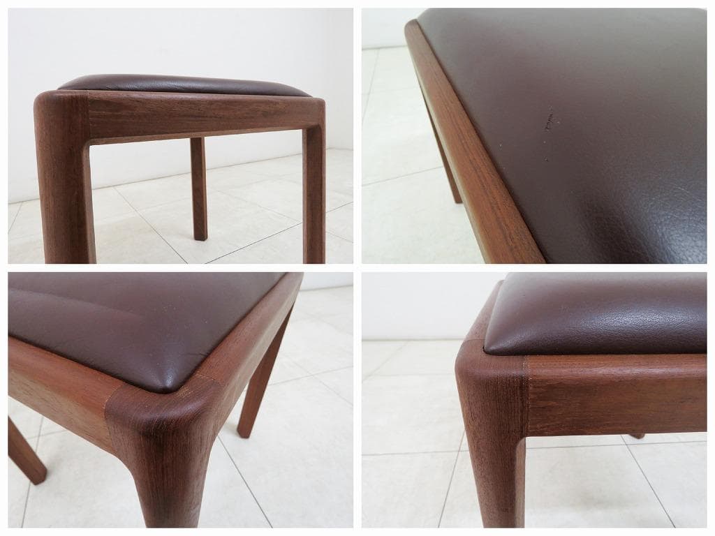 がっちゃん様 青林製作所 ヴィンテージ チーク無垢材×本革 ブラウン スツール①