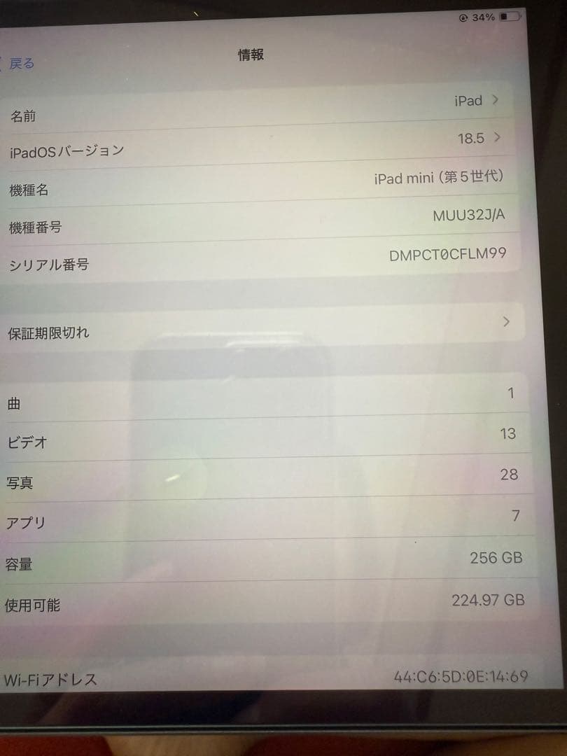 Apple iPad mini スペースグレー 本体