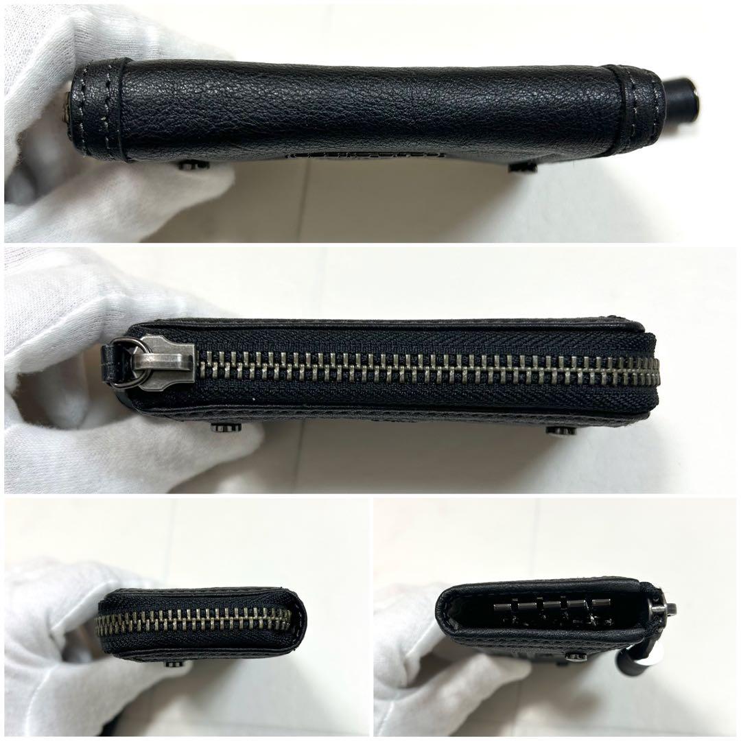 極美品 バーバリー キーケース キーホルダー レザー チェック ブラック