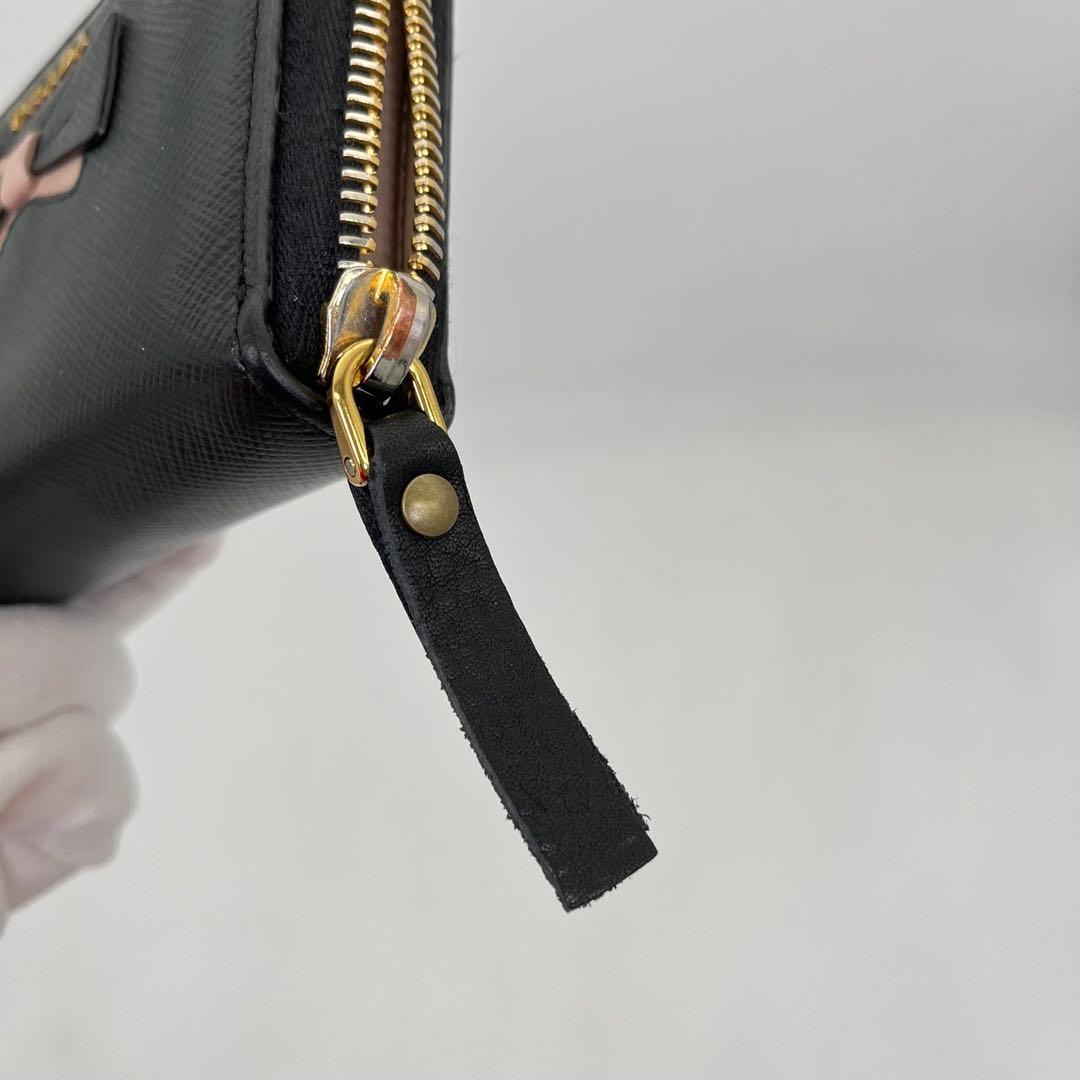 PRADA ケース カードケース ラウンドファスナー ロゴ金具 付属品付き
