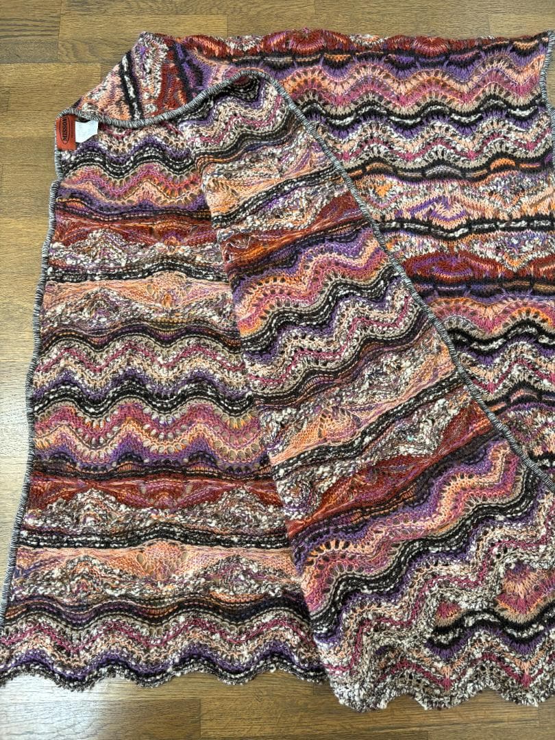 MISSONI ニットストール マルチカラー 波柄 大判