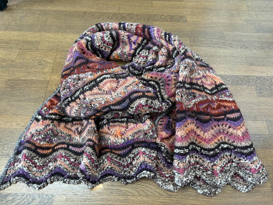 MISSONI ニットストール マルチカラー 波柄 大判