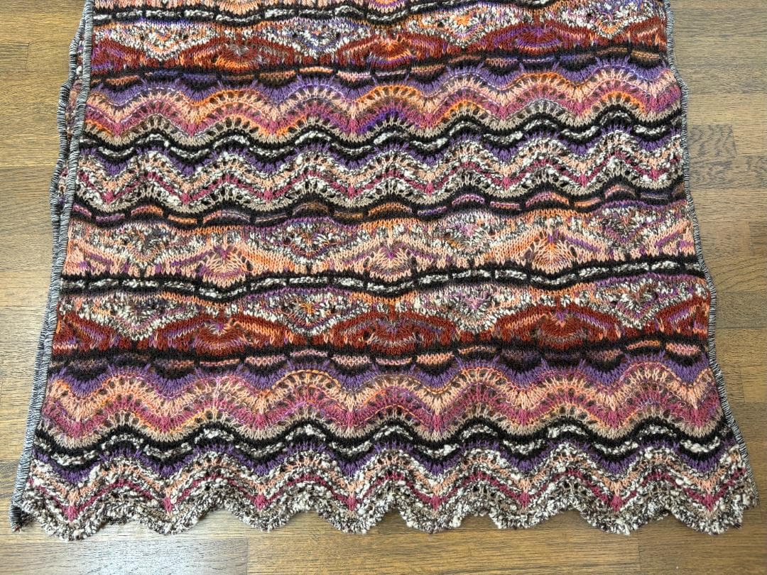 MISSONI ニットストール マルチカラー 波柄 大判