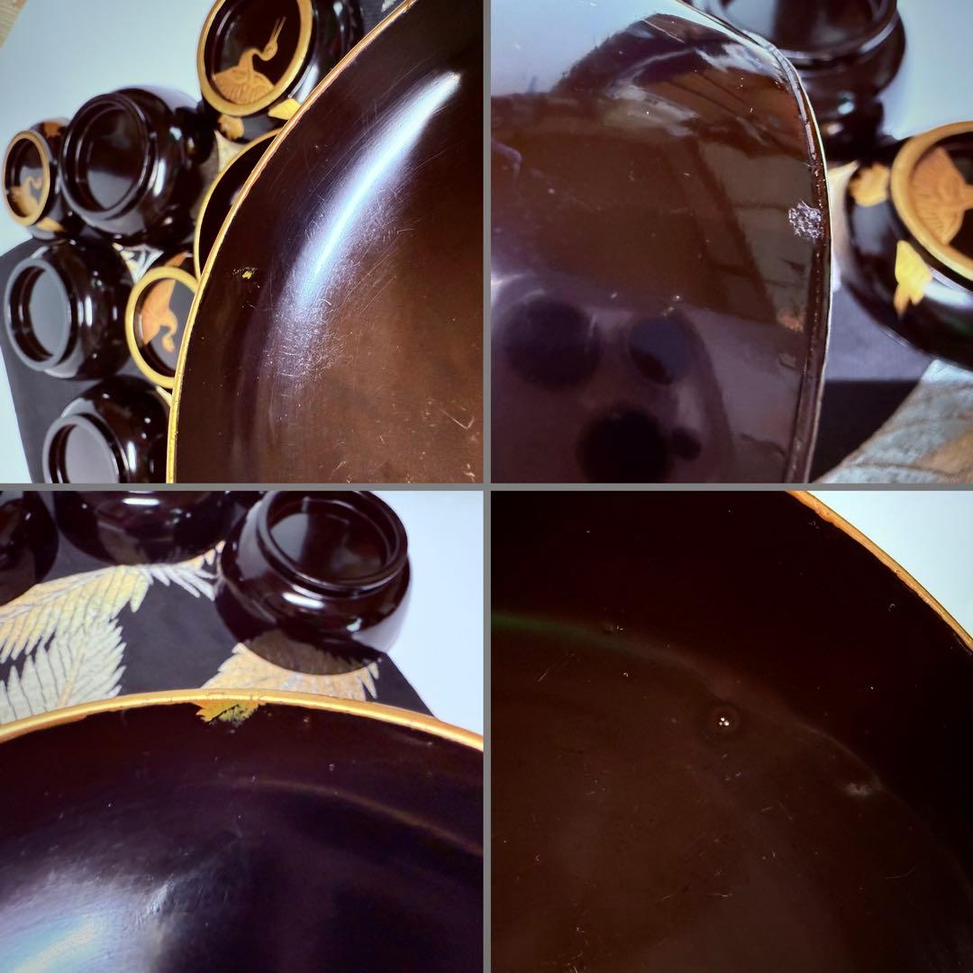 漆器　輪島塗　沈金　金蒔絵　木製　蓋付椀　お煮物椀　吸物椀　5客　骨董品