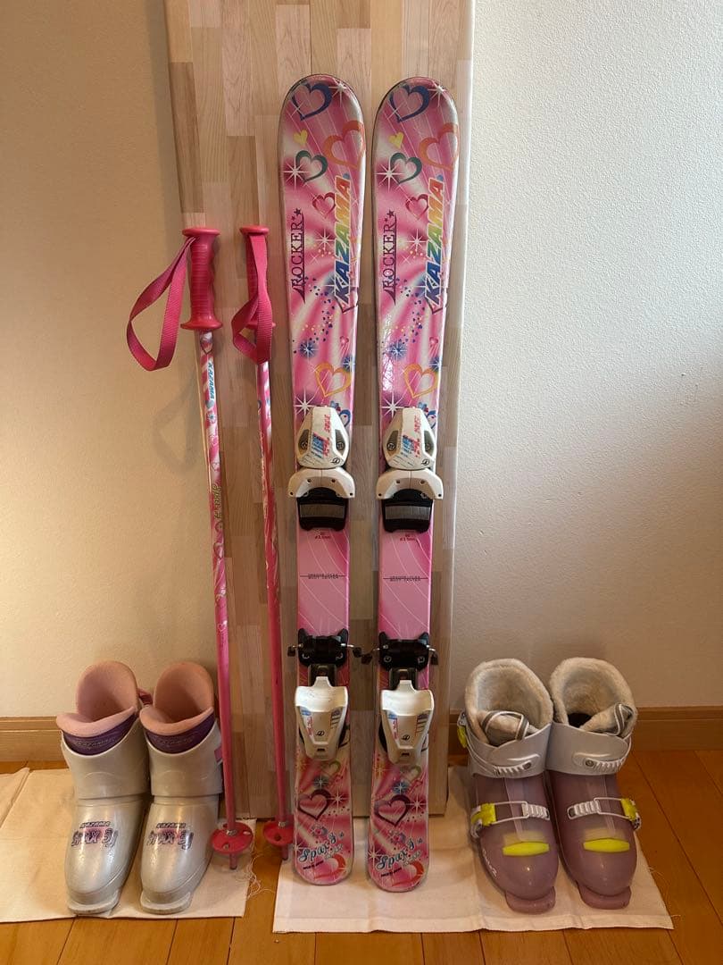 ジュニアスキー5点セット girl's ブーツ2足付き