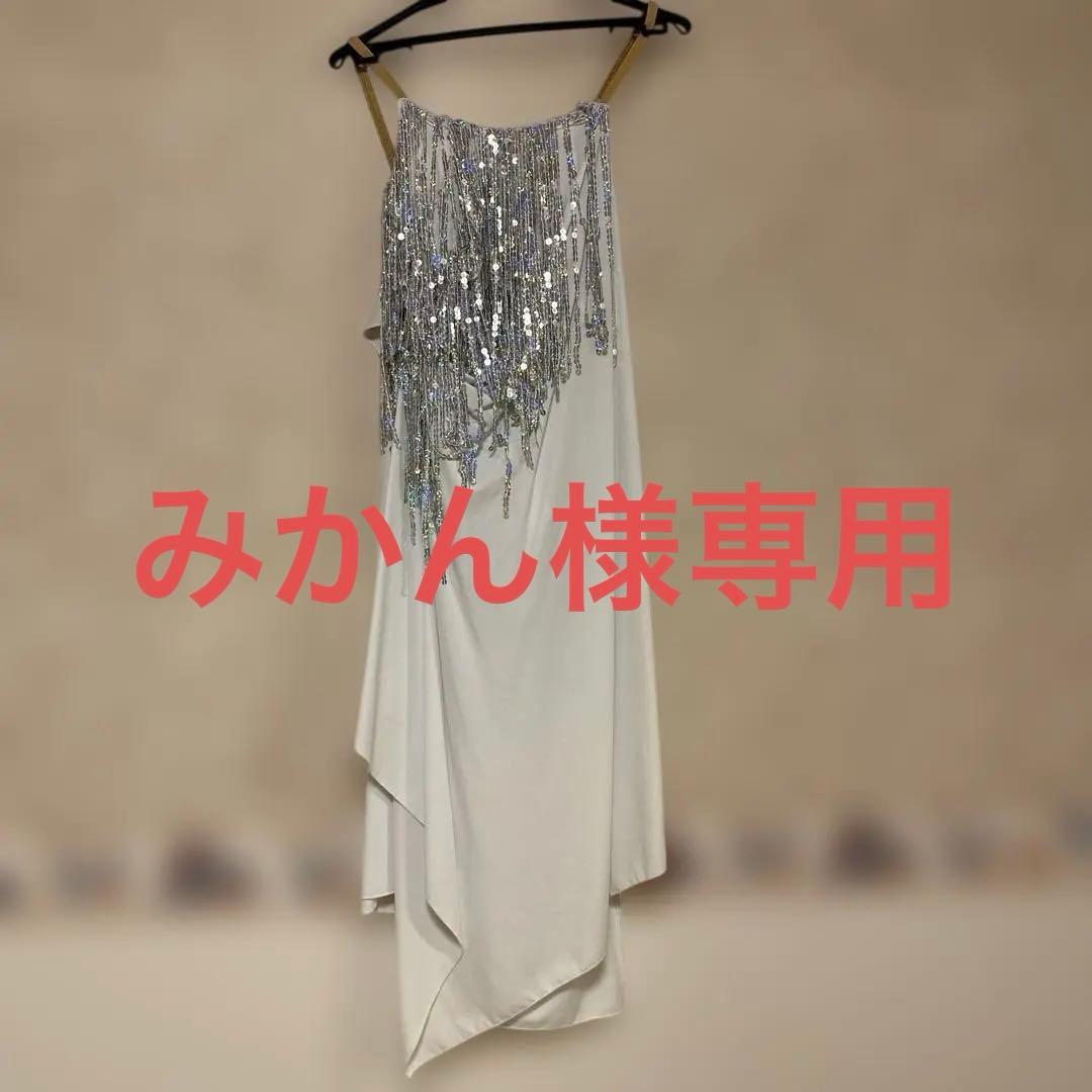 ホワイト スパンコール ダンスドレス