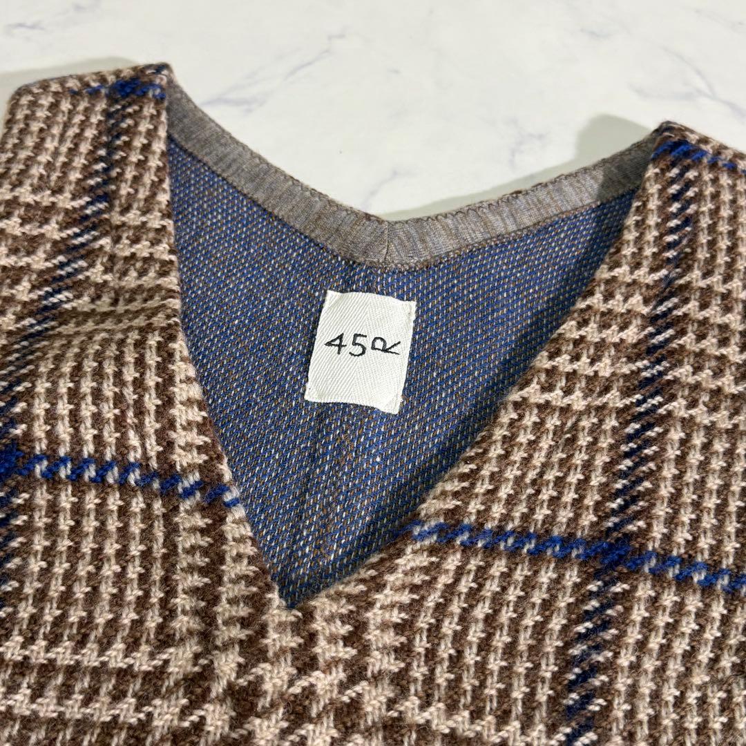 美品　45R ウールチェック　ジャンパースカート