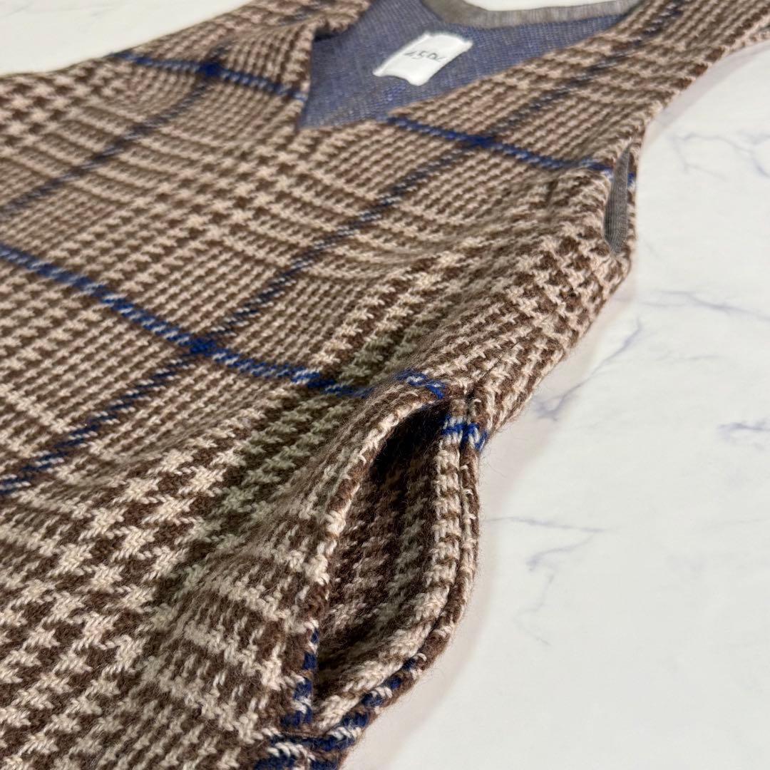 美品　45R ウールチェック　ジャンパースカート