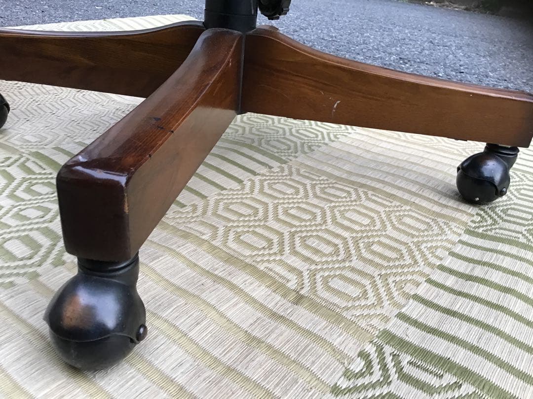 c*c様 昭和　レトロ　難有り　カリモク　緑色ベルベット風回転チェア