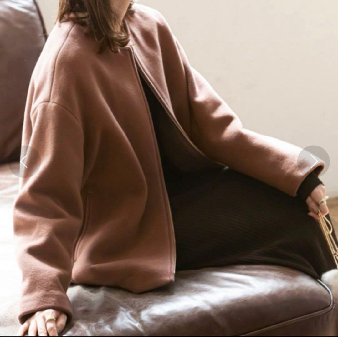 ノーブル 定番 MTRカラーレスジップショートコート ピンクブラウン