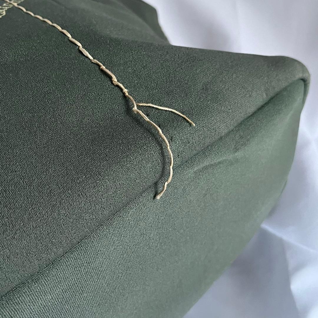 ■良品■ PRADA トートバッグ　白タグ　ジャージ素材　レザー　カーキ