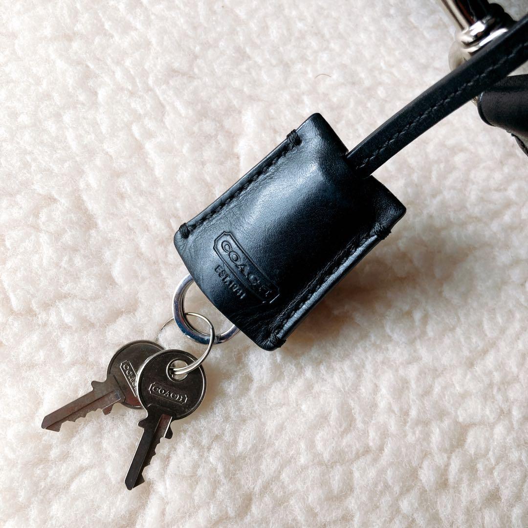 COACH コーチ 2way ボストンバッグ 南京錠 鍵 カデナ 黒 大容量収納