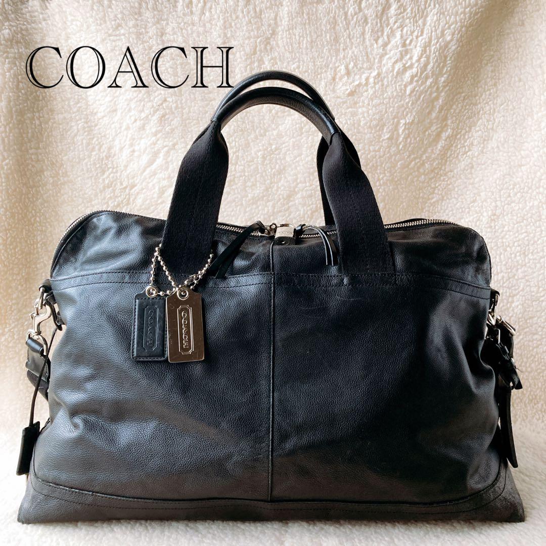 COACH コーチ 2way ボストンバッグ 南京錠 鍵 カデナ 黒 大容量収納