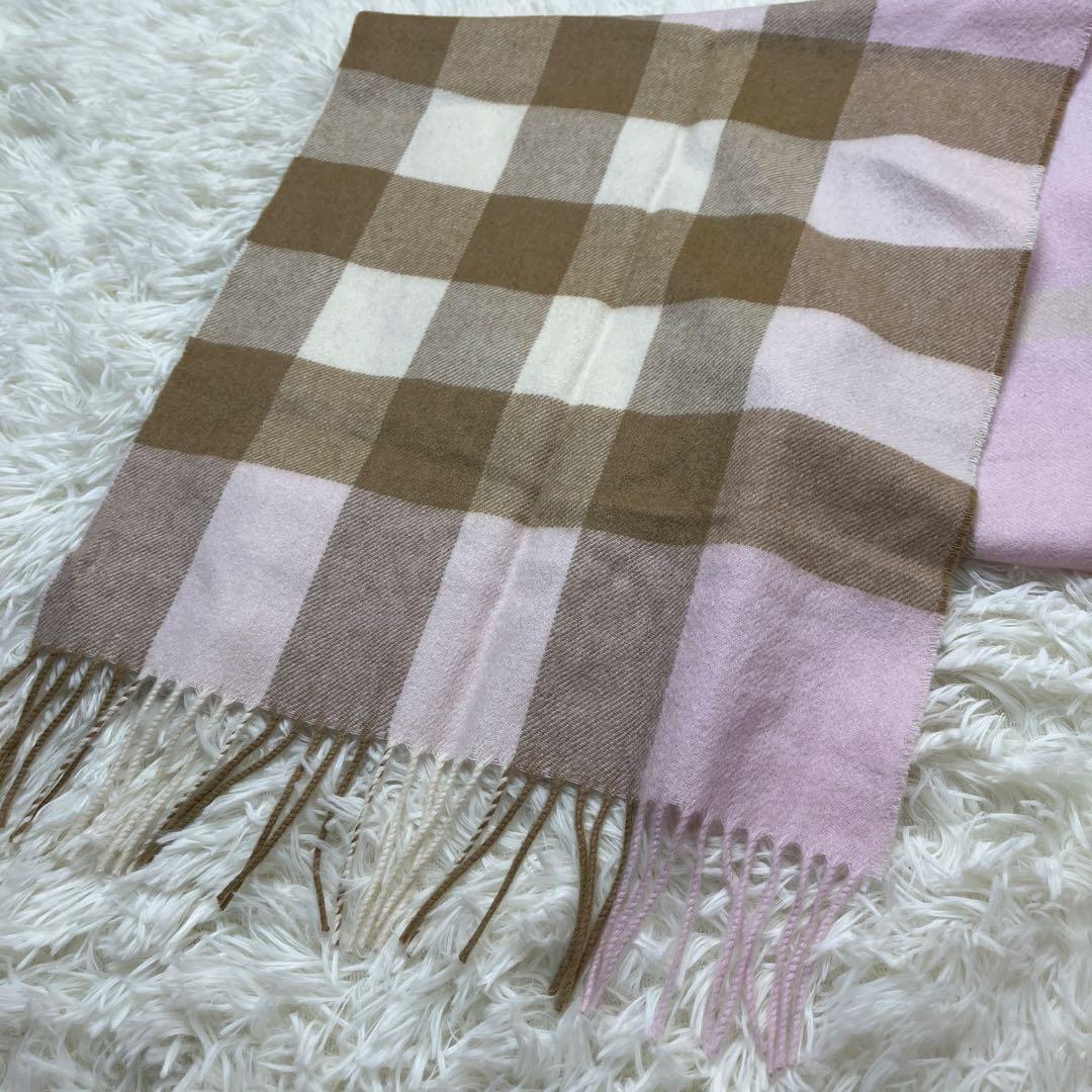 BURBERRY　バーバリー　マフラー　カシミア　ピンク　メガチェック　美品