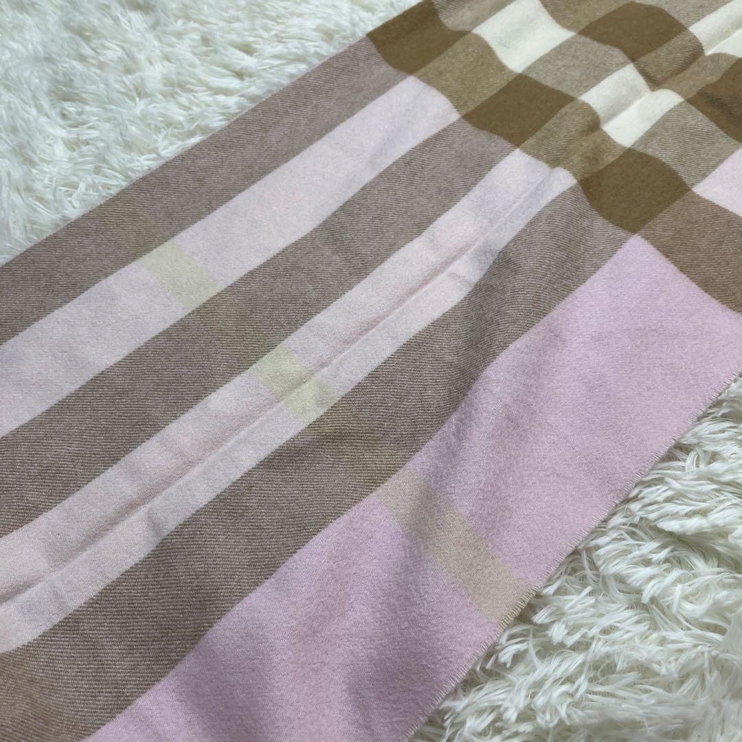 BURBERRY　バーバリー　マフラー　カシミア　ピンク　メガチェック　美品