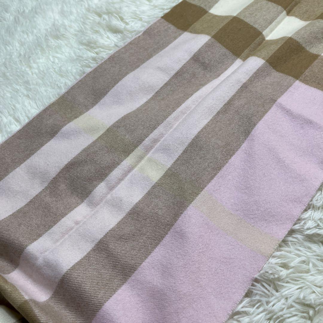 BURBERRY　バーバリー　マフラー　カシミア　ピンク　メガチェック　美品