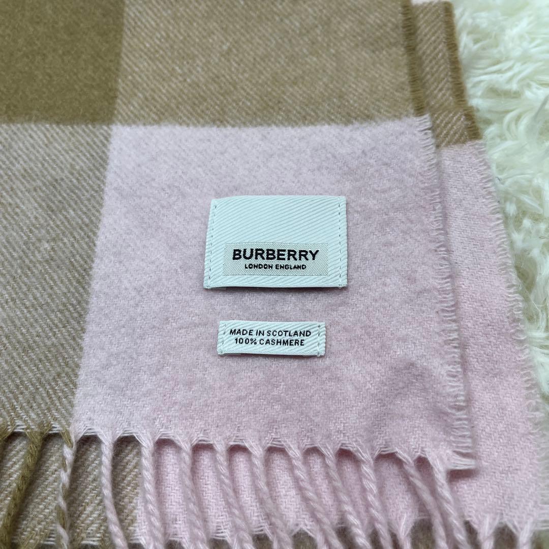 BURBERRY　バーバリー　マフラー　カシミア　ピンク　メガチェック　美品