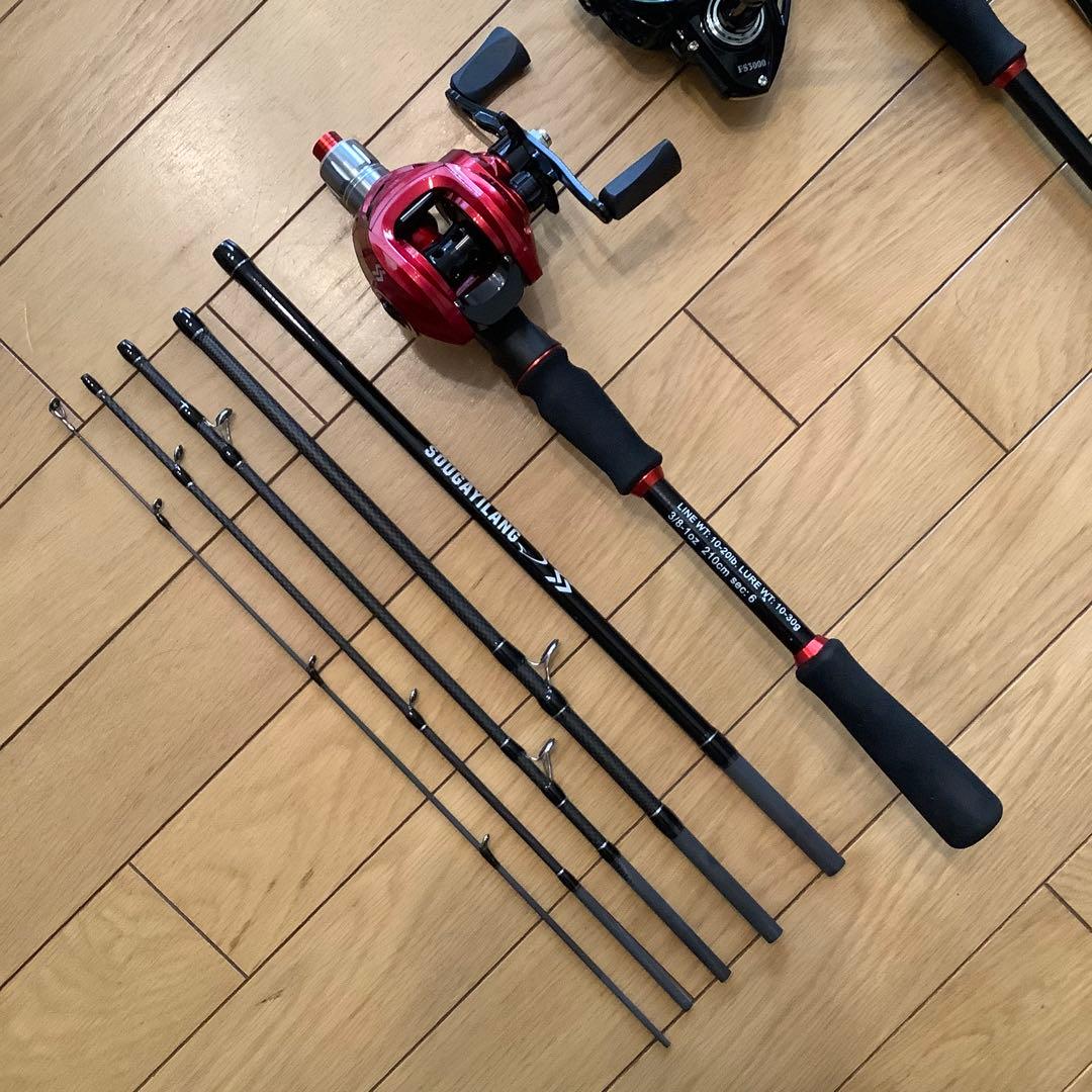 2.1mスピニングロッドとベイトロッド&スピニング3000番とベイトリール