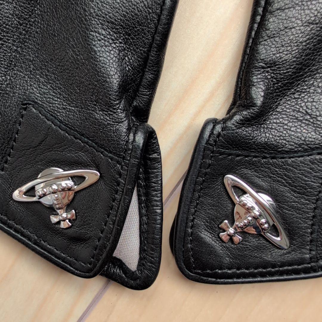 Vivienne Westwood 黒のレザー手袋 orb柄　レディース