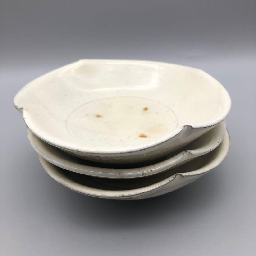 希少年代物唐津焼隆太窯中里粉引ふちなぶり皿5枚セット12-13cm骨董ビンテージ