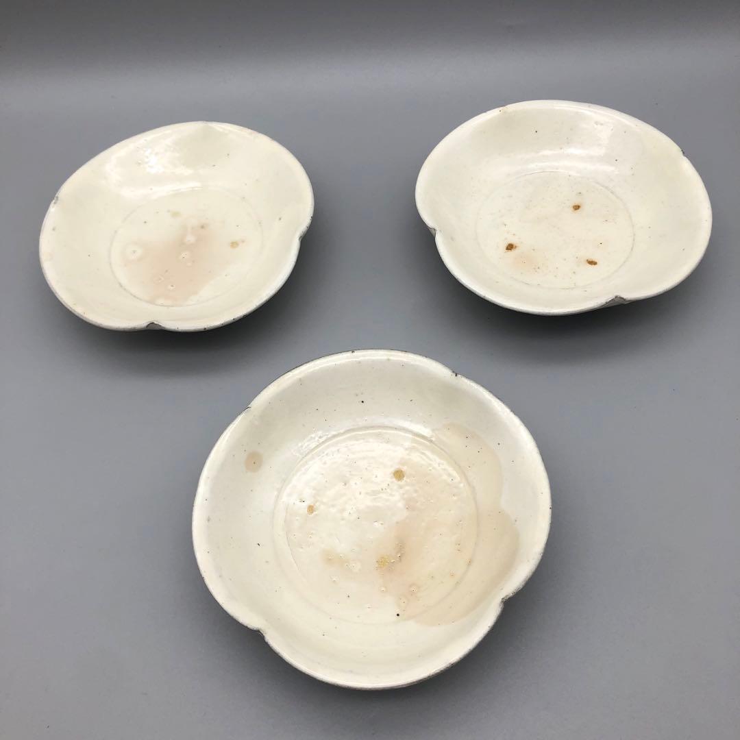 希少年代物唐津焼隆太窯中里粉引ふちなぶり皿5枚セット12-13cm骨董ビンテージ