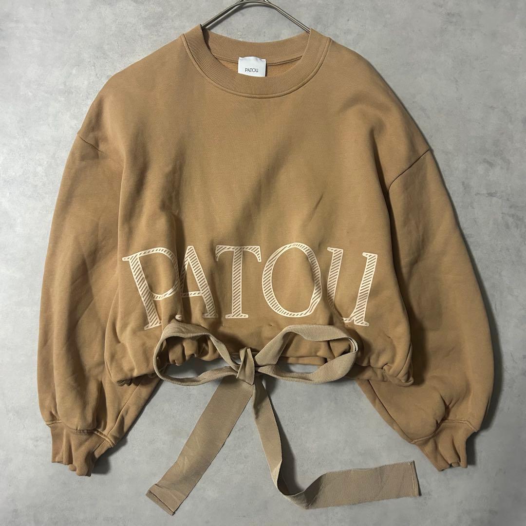 美品✨パトゥ オーガニックコットンクロップド ドローストリングスウェット ロゴ