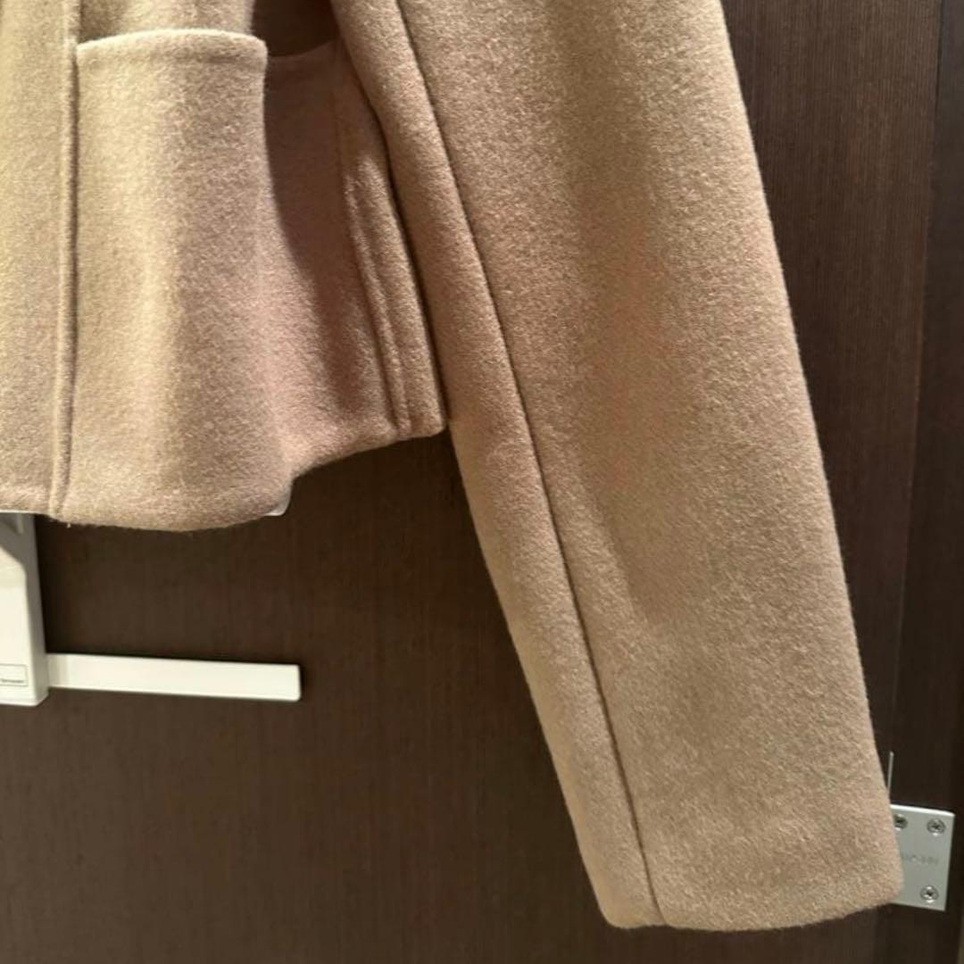 anuans ウールダブルクロスリバーショートジャケット　ノーカラージャケット