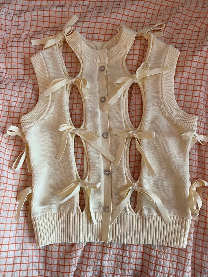 maisonspecial リボンホールニットベスト