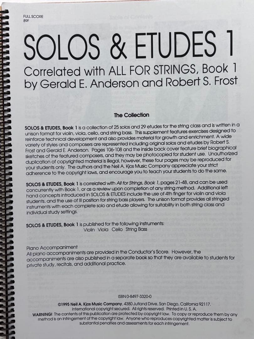 SOLOS & ETUDES １＆２　弦楽　スコアとパート譜