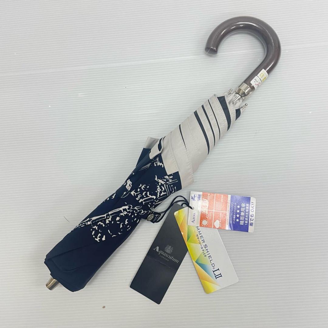 K*O様 新品52842 アクアスキュータム紺サマーシールド1級遮光晴雨兼用折り