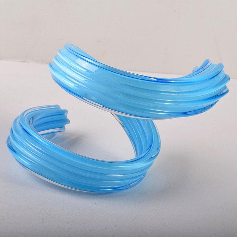 モダンアート　ガラス工芸　二口パイプ形　花入　共箱　8217