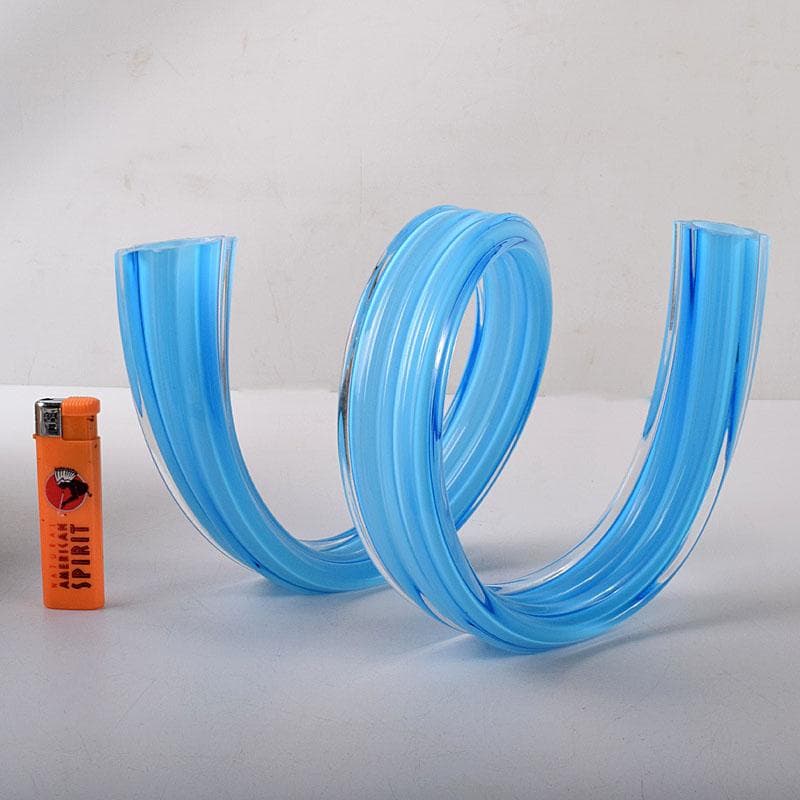 モダンアート　ガラス工芸　二口パイプ形　花入　共箱　8217