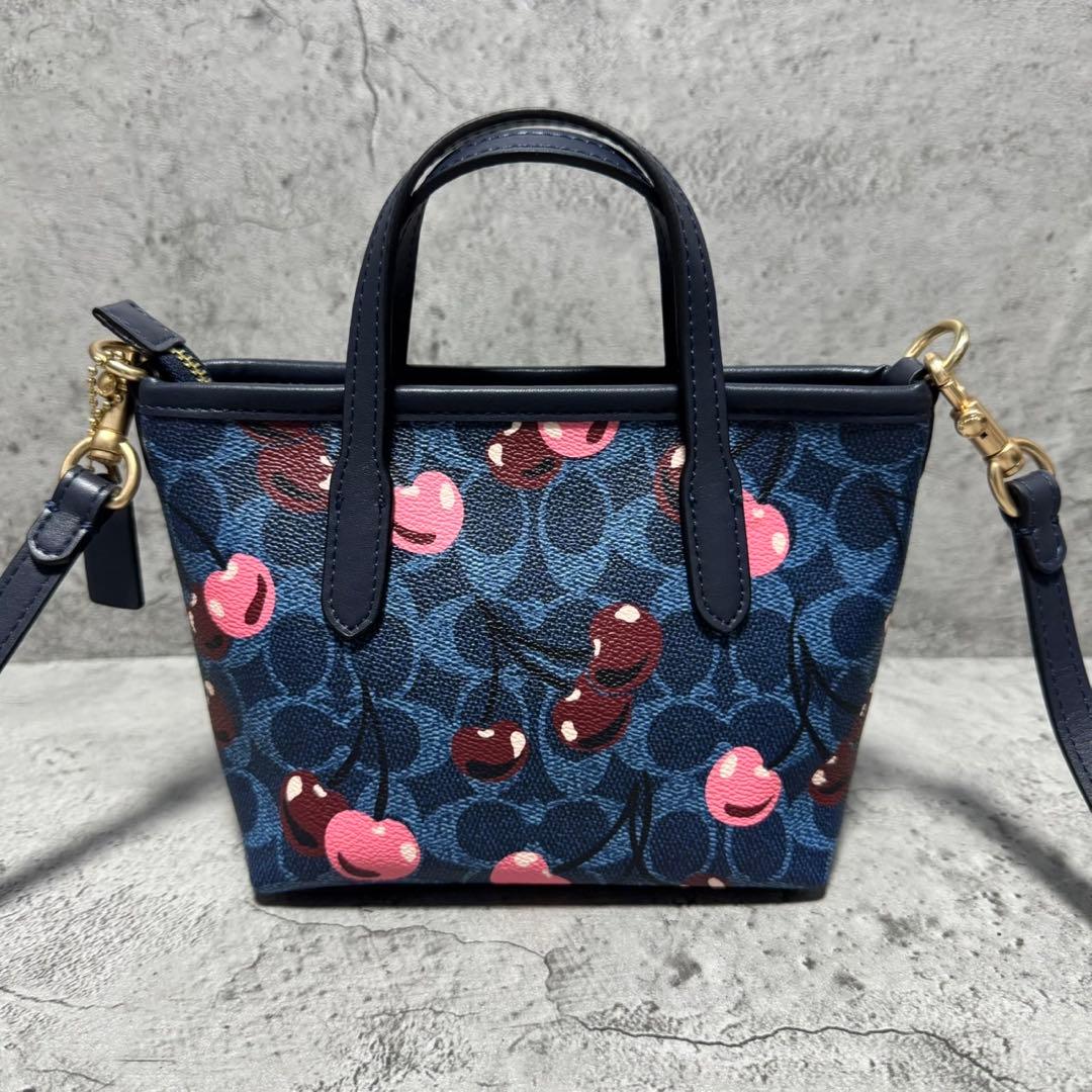 未使用級✨️コーチ 2way ショルダーバッグ ミニシティ チェリー レザー 青