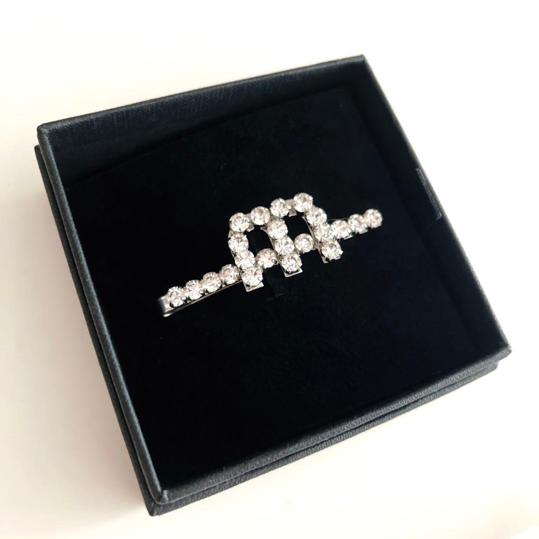 【美品】ミュウミュウ miumiu クリスタル ヘアピン シルバー