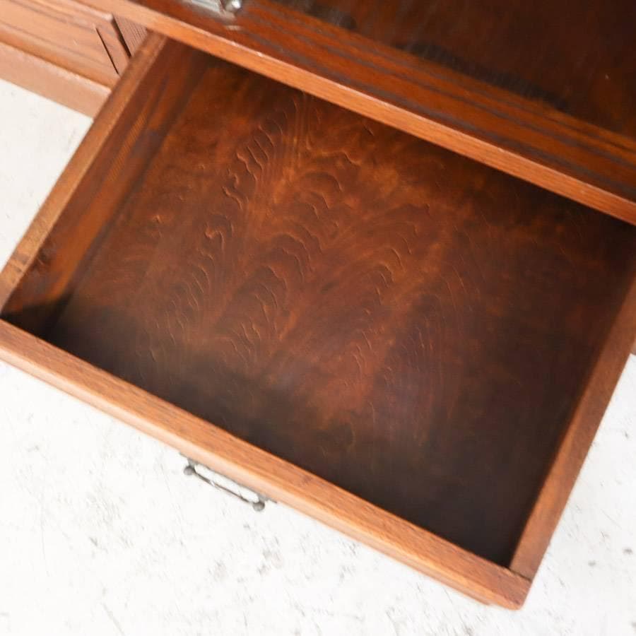 三越ブルージュ オーク材 ガラス扉 キャビネット リビングボード H150cm