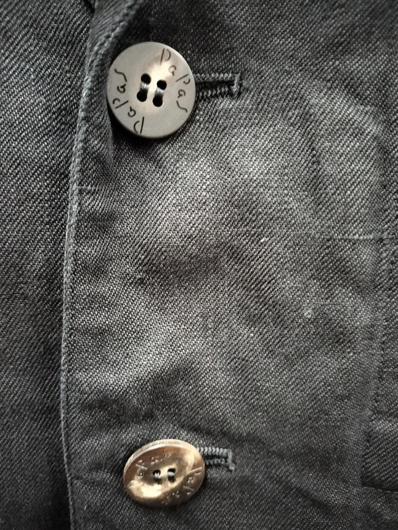 パパス/リネンジャケット/P刺繍襟/ロゴ刻印ボタン/本切羽/ゆったりシルエット