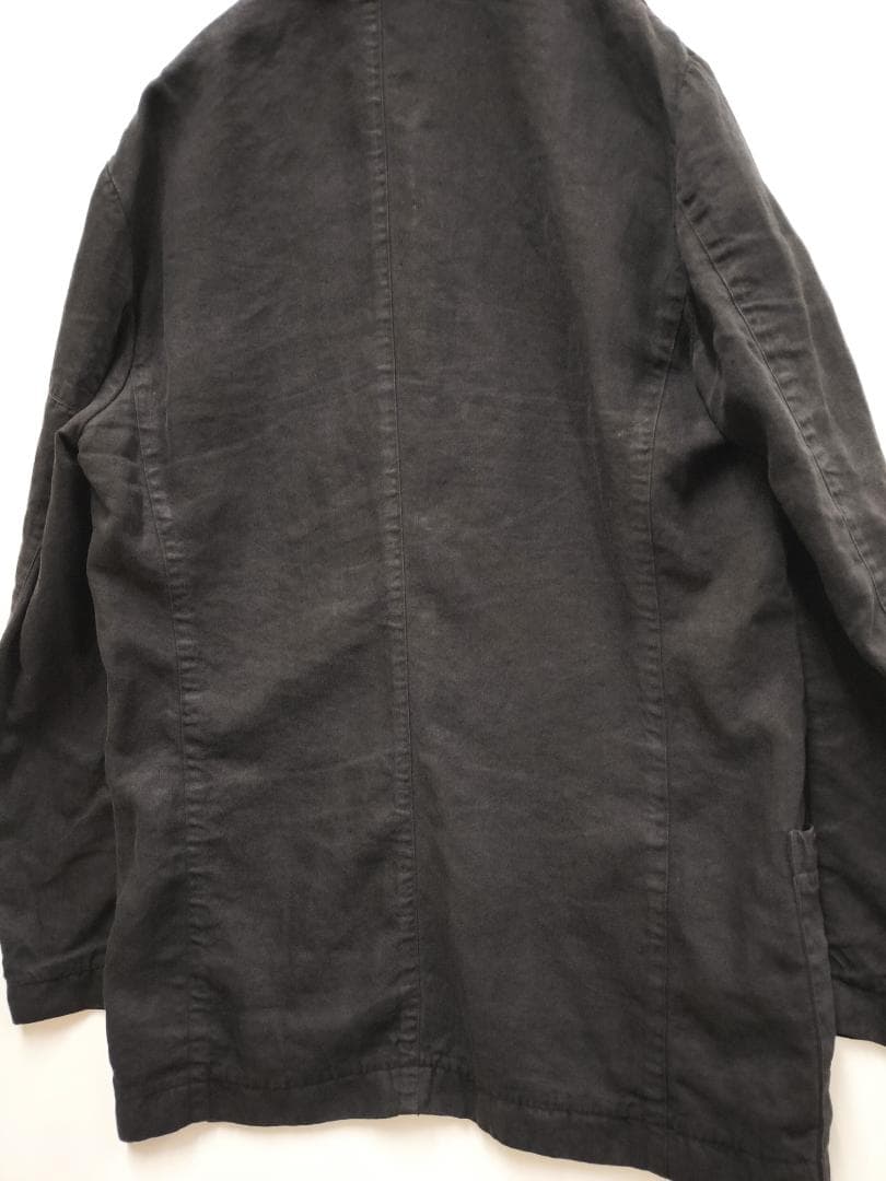 パパス/リネンジャケット/P刺繍襟/ロゴ刻印ボタン/本切羽/ゆったりシルエット