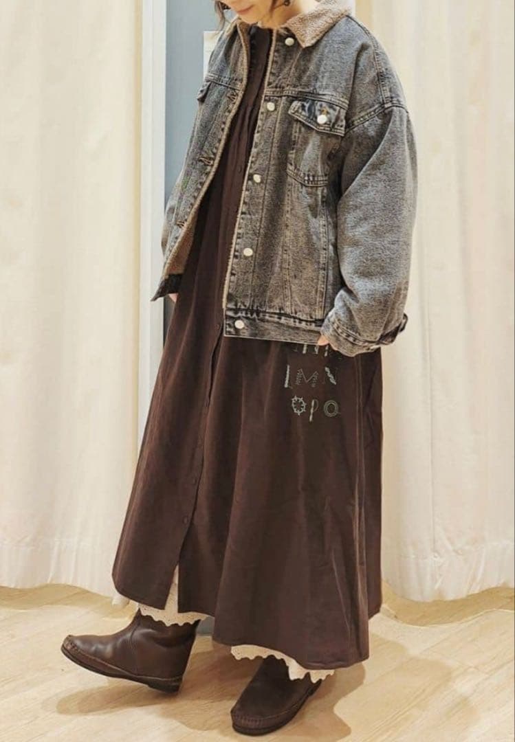 サマンサモスモスデニムジャケット　デニムボアジャケット　ブラック