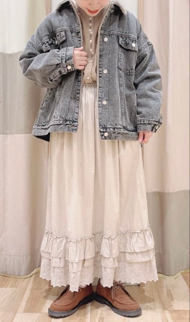 サマンサモスモスデニムジャケット　デニムボアジャケット　ブラック