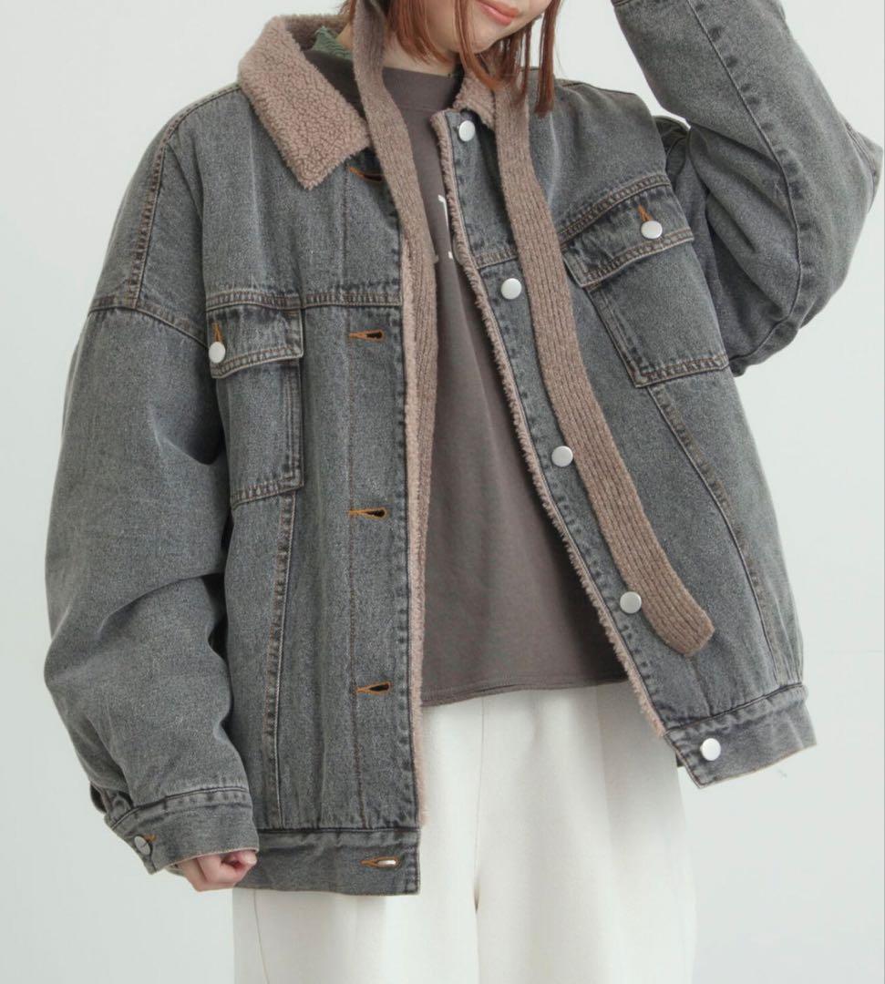 サマンサモスモスデニムジャケット　デニムボアジャケット　ブラック