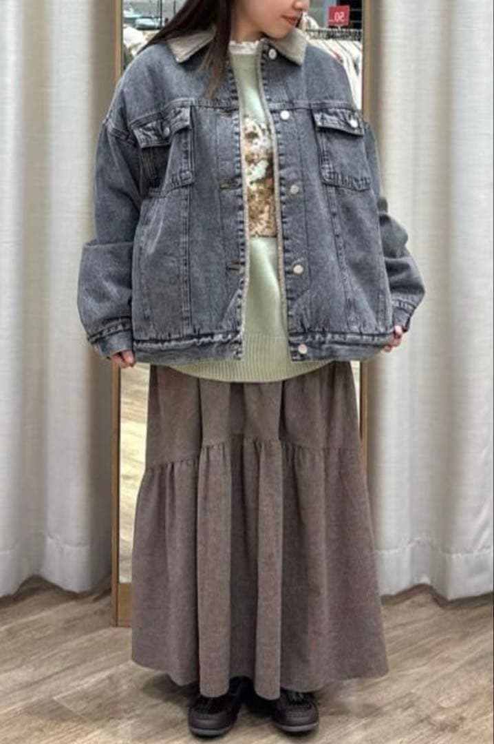 サマンサモスモスデニムジャケット　デニムボアジャケット　ブラック