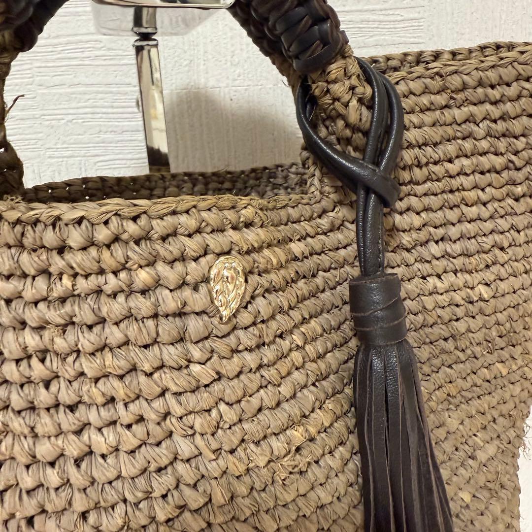 【極美品】ヘレンカミンスキー ラフィア かごバッグ タッセル