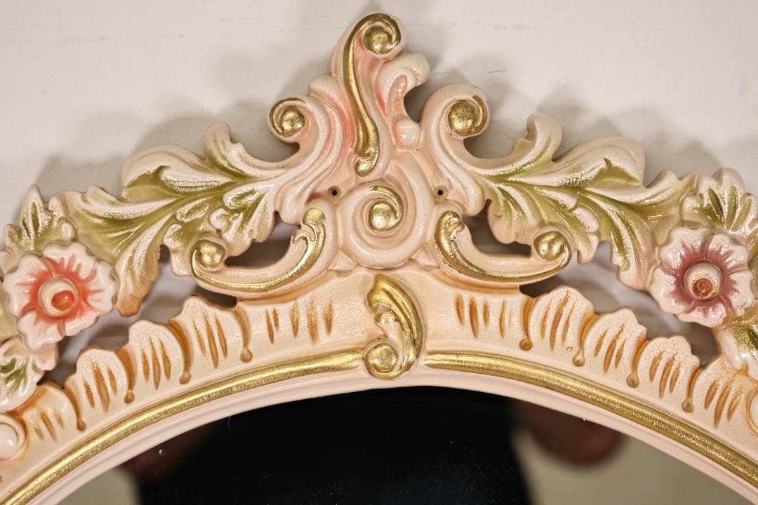 いちご屋　ロココ調　ウォールミラー　壁掛け鏡　アンテーク調　ハンドペイント